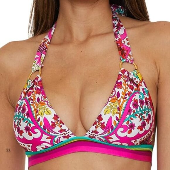 Trina Turk 'Hawaiian Garden' Floral Ring Halter Bikini Swimsuit Top, Multi - Picture 1 of 2